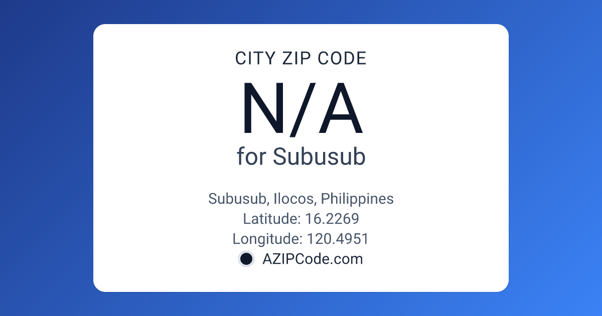 Subusub Postal Code - Area-Wise Postal Codes